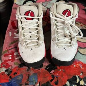 Jordan White and Red Classic Sneakers